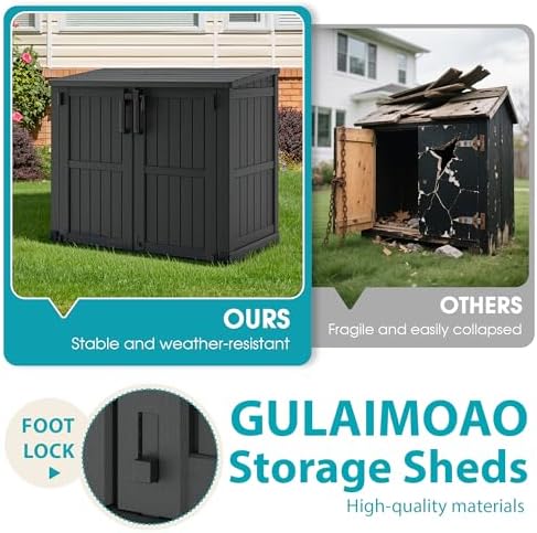 Outdoor Horizontal Storage Shed 36 Cu Ft with Lockable Doors, Waterproof Storage Box for Backyards, Portable Outdoor Storage Cabinet Easy to Assemble - Image 4