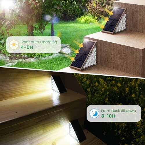 JOFIOS Solar Step Lights for Outside,6pack Solar Stair Lights Outdoor Waterproof IP67,Outdoor Deck Step Lights,Solar Outdoor Lights for Staircase,Patio,Front Step(Cool Brown) - Image 2