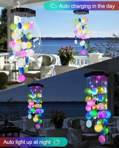 Toodour Solar Wind Chimes for Outside, Hanging Pastel Lights with 2 Modes - Image 6