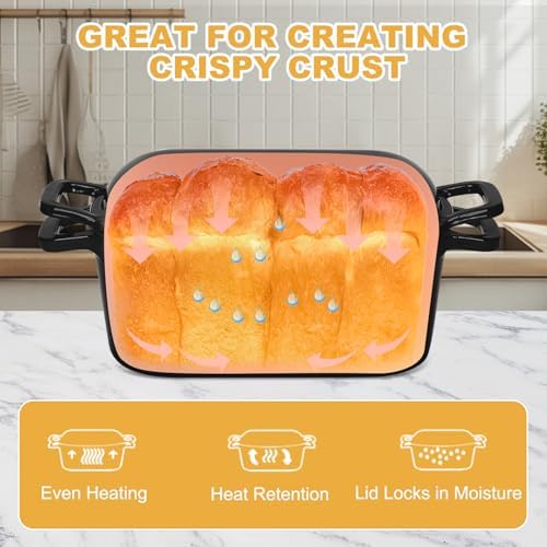 Oval Enameled Dutch Oven for Bread Baking - 3.6QT Cast Iron Sourdough Bread Pan with Lid - Image 5