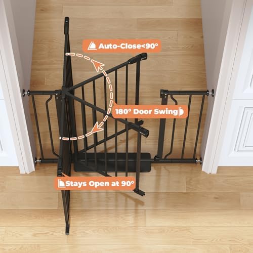 29"-45" Baby Gate, No Drilling Auto Close Dog Gate Indoor, Black - Image 4