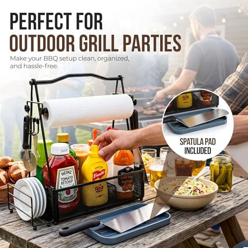 Grill Caddy for Outdoor Kitchen, Picnic Basket, BBQ - Image 4