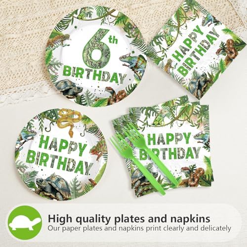96Pcs Reptile 6th Birthday Tropical Wild Decorations, Serve 24 - Image 3