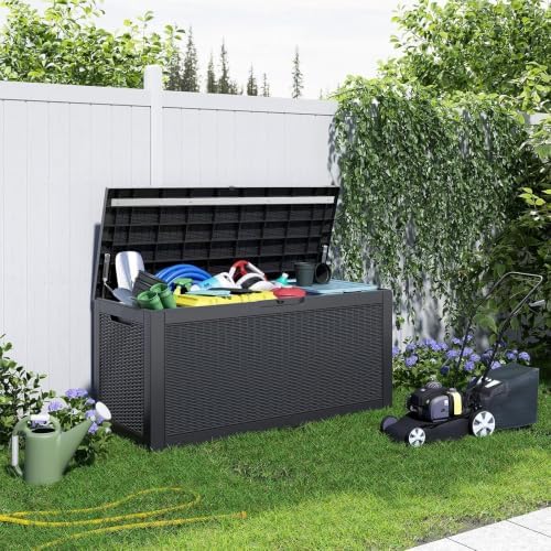 125 Gallon Outdoor Storage Box, Large Waterproof UV Resistant Deck Box, Lockable Storage Container for Patio Furniture Cushions Garden Tools and Pool Accessories(Black, 125 Gallon) - Image 3