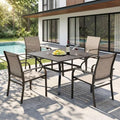HERA'S HOUSE 5pc Patio Dining Set for 4, Outdoor Metal Table & Brown Chairs by HERASHOUSE