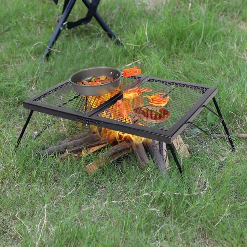 REDCAMP Folding Campfire Grill Heavy Duty Steel Grate, Portable Over Fire Camp Grill for Outdoor Open Flame Cooking Large - Image 6
