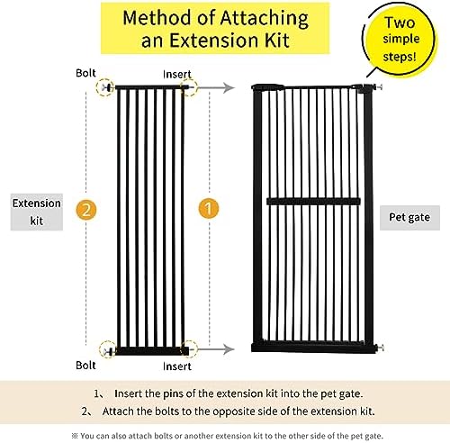Lumizone 55.12" Extra Tall Pet Gate Extension Kit 16.73" Wide Black - Image 4