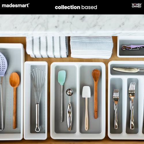 madesmart Classic 2 Compartment Compact Utensil Tray, White - Image 3
