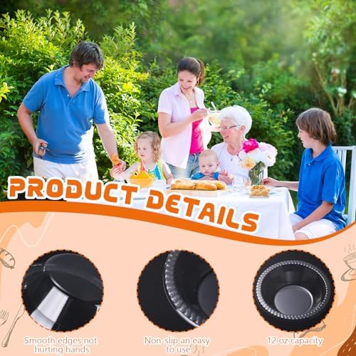 24 Pack 12 oz Disposable Plastic Bowls Dessert, Ice Cream, Salad, Soup Serving Cups for Party, Picnic, Food Snacks (Clear) - Image 3