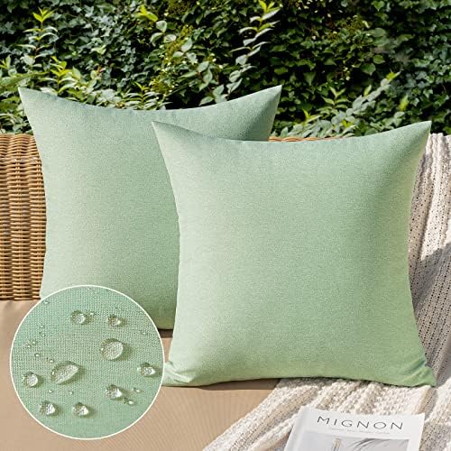 MIULEE Decorative Outdoor Pillow Covers Waterproof 18x18 Sage Green by MIULEE