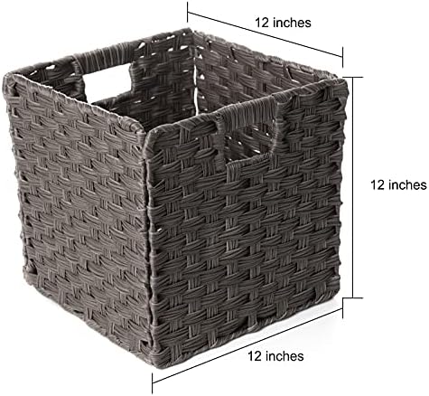 Foldable Synthetic Plastic Wicker Storage Basket with Iron Wire Frame By Blue Ridge Basket Company (Set of 4) - Image 2