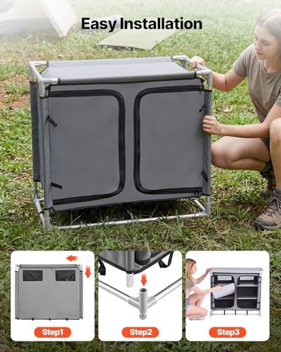 VEVOR Folding Camping Storage Cabinet, Outdoor Portable Lightweight Table - Image 4