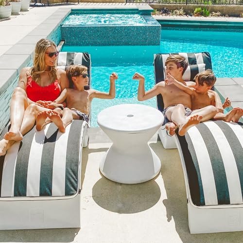 Ledge Lounger Pool Side Table, Ice Bin with Umbrella Hole & Lid - Image 6