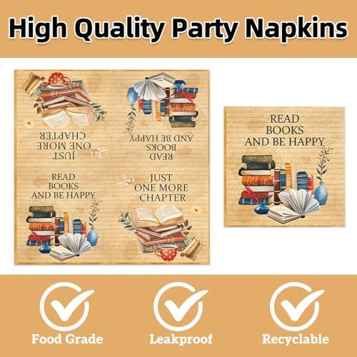 40pcs Vintage Book Themed Party Decorations Book Club Birthday Party Supplies Book Brunch Party Decor Plates and Napkins for Library Reading Storybook Party,Suitable for 20 Guests - Image 4