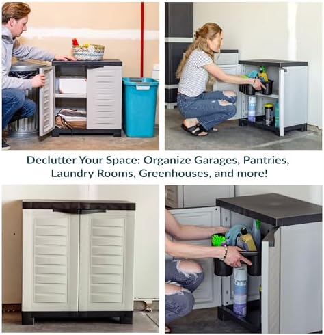 Sunnydaze 25.5" Garage Storage Cabinet with Adjustable Shelf, Gray - Image 6