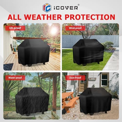 iCOVER 55 Inch Grill Cover, BBQ Grill Cover for Outdoor Grill, Anti-UV & Fade Resistant Gas Grill Cover, Waterproof Barbecue Grill Covers for Weber, Char-Broil, Nexgrill and More Grills. - Image 7