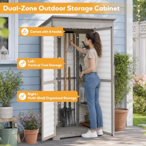 Large Outdoor Storage Cabinet with 3 Shelves, Weatherproof Shed for Outside - Image 5
