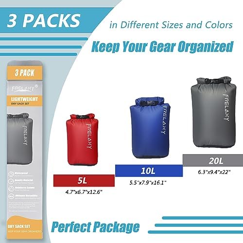 Frelaxy Dry Bag 3 Pack, Ultralight Waterproof Dry Sack for Outdoor Use - Image 2