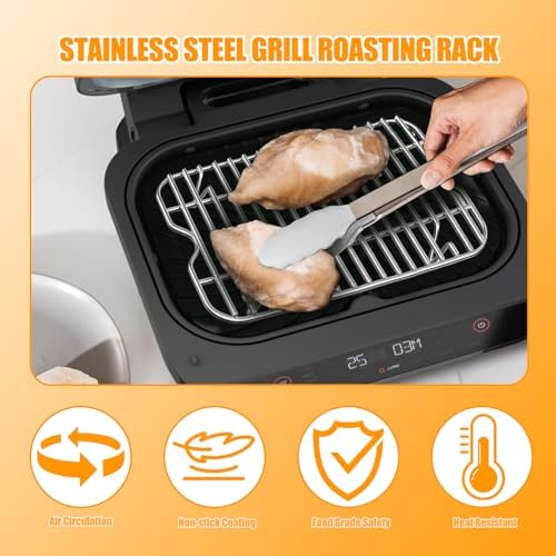 Grill Roast Rack and Cooking Pot for Ninja Foodi FG551/DG551/DG651 Smart XL Indoor Grill Accessories, Stainless Steel Air Fryer Rack & Non-Stick Grill Pan Replacement & 100 Pack Air Fryer Liners - Image 4