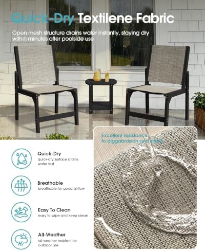 Ciokea HDPE Outdoor Dining Set, Patio Table and 6 Stackable Chairs, Black - Image 6