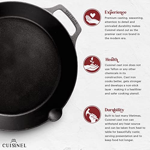 Cast Iron Skillet with Glass Lid - 12"-Inch Dual Handle Frying Pan + Pan Scraper + Silicone Handle Holder Covers - Preseasoned Oven Safe Cookware - Indoor/Outdoor Use - Grill, Stovetop, Induction Safe - Image 4