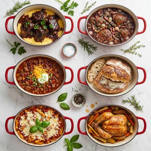 Larder & Vine 8 qt Oval Enameled Cast Iron Dutch Oven Pot, Cabernet - Image 2