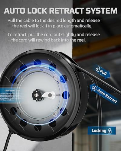 DEWENWILS Ceiling/Wall Mount Retractable Extension Cord Reel with 30FT Cord - Image 5
