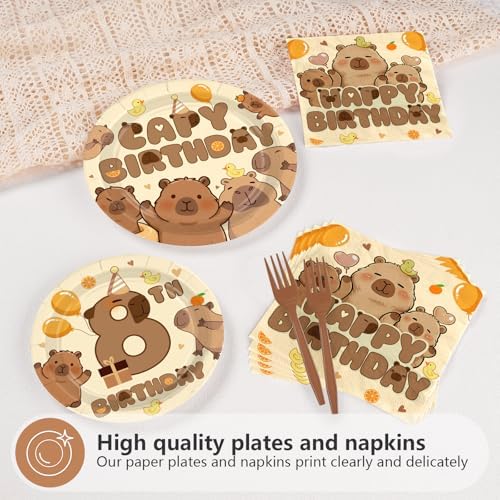 96 Pcs Capybara 8th Birthday Party Decorations for Boys Girls, Serves 24 - Image 3