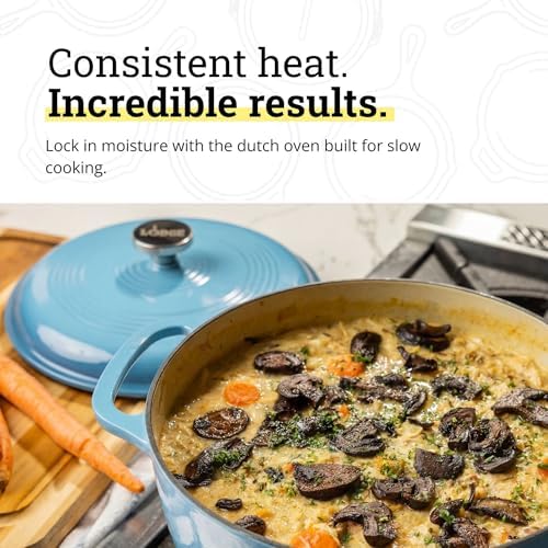 Lodge Essential Enamel Cast Iron Dutch Oven, 6 Quart, Cornflower Blue - Image 3