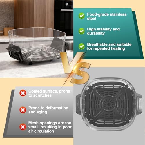 2PCS Crisper Stainless Steel Rack Compatible with Ninja Crispi Pro AS101 - Image 6