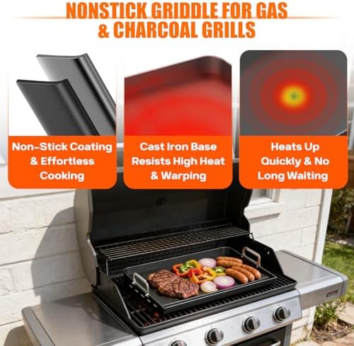 23" x 16" Portable Steel Nonstick Grill Griddle for Gas & Charcoal Grills - Image 5