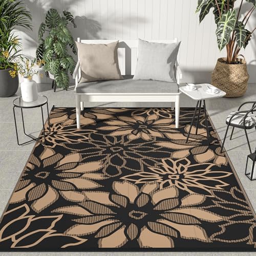 GENIMO Outdoor Rug, Waterproof Plastic Rugs for Patio, 9'x12' Onyx Brown by GENIMO
