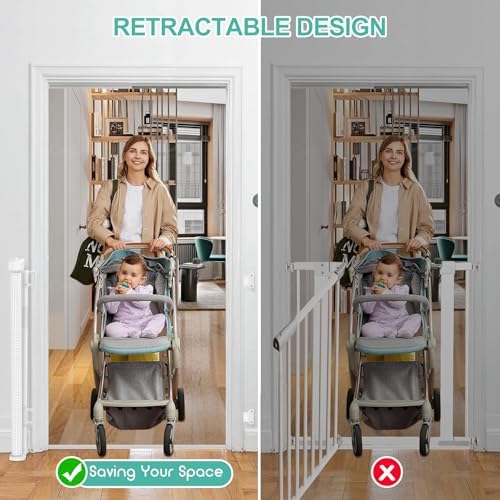 EZIGO 55 Inch Retractable Baby Gates Extra Wide Reinforced Baby Dog Gate - Image 6