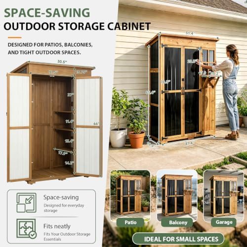 Gowoodhut Large Outdoor Storage Cabinet Weatherproof Garden Tool Shed - Image 4