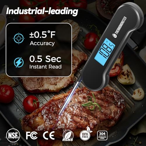 0.5 Sec Instant Read Meat Thermometer Digital for Cooking, Black - Image 2