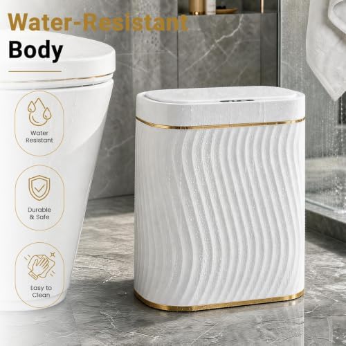 Ogikey Bathroom Trash Can with Automatic Touchless Lid, 5 Gallon Smart Garbage Can Narrow Waterproof Trash Bin for Bedroom, Office, Living Room (5 Gallon-White) - Image 5
