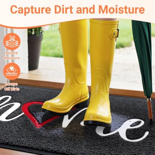 StepLively Door Mat Indoor Outdoor Welcome Mat for Entrance, 32x20in Black - Image 3