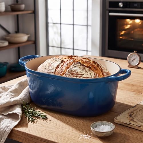 EDGING CASTING Enameled Cast Iron Oval Dutch Oven, 6QT, Lake Blue - Image 6