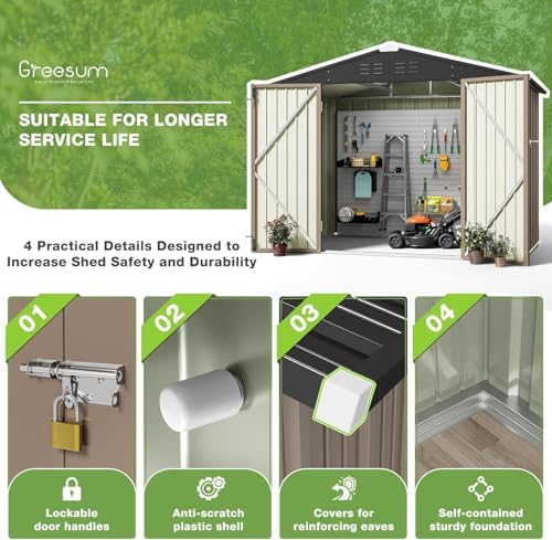 Greesum 8x6FT Outdoor Storage Shed, Brown - Image 5
