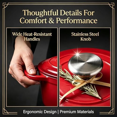 QuliMetal Nonstick Enameled Cast Iron Cookware Set, 5 Pcs Pots and Pans with Lid, Skillet, Frying Pan, Saucepan & Dutch Oven for All Stovetops, PFA Free - Ideal for Sourdough Bread Baking - Image 5