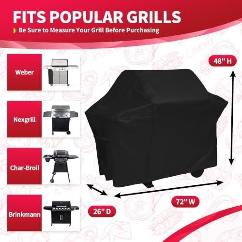 NEXCOVER 72 Inch Grill Cover - 600D Heavy Duty Waterproof and Weather Resistant BBQ Cover for Weber, Char Broil, Nexgrill, Holland - Fade Resistant, Black - Image 2