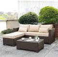 Oasishine 3 Pcs Patio Furniture Set Outdoor Sectional Wicker Patio Furniture Patio Couch Outdoor Storage Table with Lining All-Weather Non-Slip Cushions Waterproof Covers, Khaki by Unknown