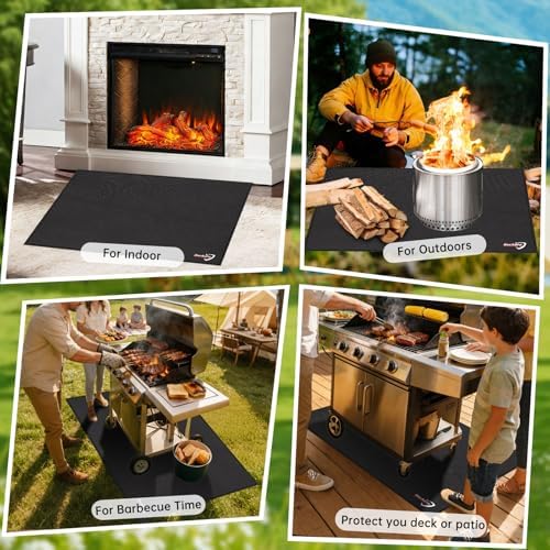 DocSafe 40" Square Fire Pit Mat Under Grill Mat,4 Layers Fireproof Indoor Fireplace Pad Heat Insulated Protect for Decks,Patios,Grass,BBQ Smoker,Portable Reusable Oil-Proof and Waterproof, Black - Image 7