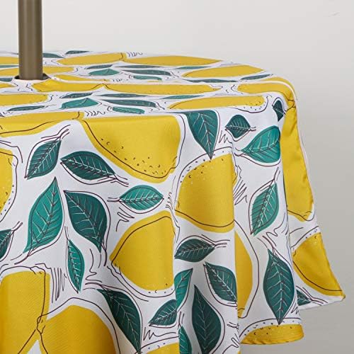 SUQ I OME Patio Umbrella Tablecloth, Lemon, 60'' Round with Zipper - Image 4