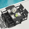 HDPE Outdoor Patio Dining Set with Table & 4 Chairs, All-Weather 5-Piece Outdoor Table and Chairs, 2" Umbrella Hole, Patio Furniture for Garden, Backyard, Deck | Matte Black by Suunyn