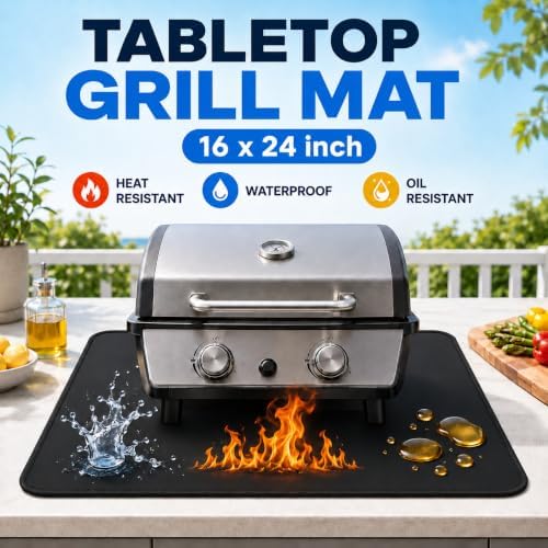 Heat Resistant Grill Mat for Countertop, 16 x 24 inch Waterproof BBQ Mat for Table and Countertop Protection, Fits Blackstone, Ninja, Gas Grills - Image 3
