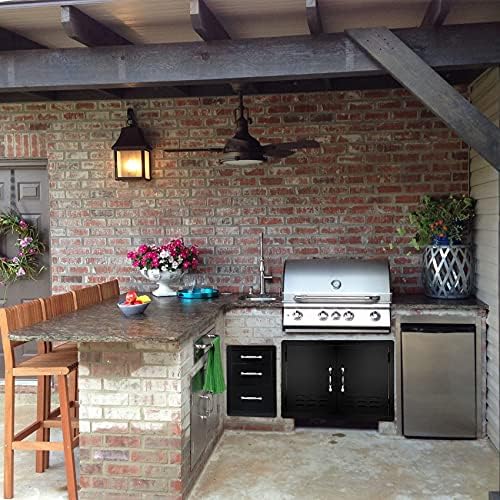 Stanbroil Triple Access Drawers for Outdoor Kitchen, Black Steel - Image 2