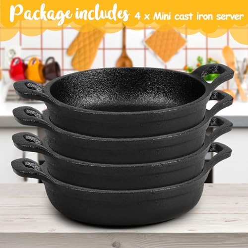 Ziliny 4 Pack Mini Cast Iron Skillets 5 x 5 x 1.3 Inch Pan Ramekin Set - Image 3