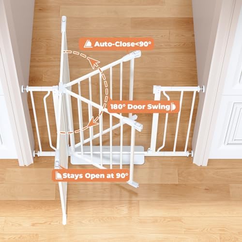 29"-45" Baby Gate, No Drilling Auto Close Dog Gate Indoor, White - Image 5