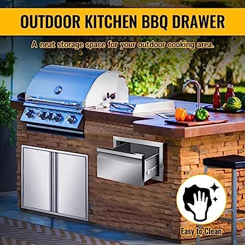 Pull Out Trash Drawer, Lower Sliding Rails Stainless Steel Roll Out Trash Bin Pull Out Tray With Handle For Outdoor Kitchen BBQ Island Grill Station,Single Drawer - Image 7